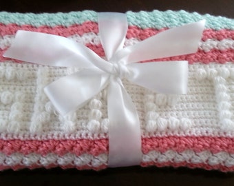Personalized Crochet Baby Blanket Crochet Baby Blanket Personalized Blanket Baby Girl Blanket Baby Boy Blanket Stroller Blanket,