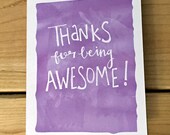 Items similar to thanks for being awesome card - thank you card on Etsy