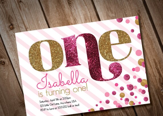 DIY Printable First Birthday Invitation ONE Birthday Invitation Il_570xn