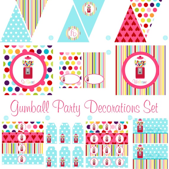 Gumball Birthday, Gumball Baby Shower, Gumball Birthday Decorations, Gumball Baby Shower Decorations, Gumball Party Decorations, BeeAndDaisy Il_570xn