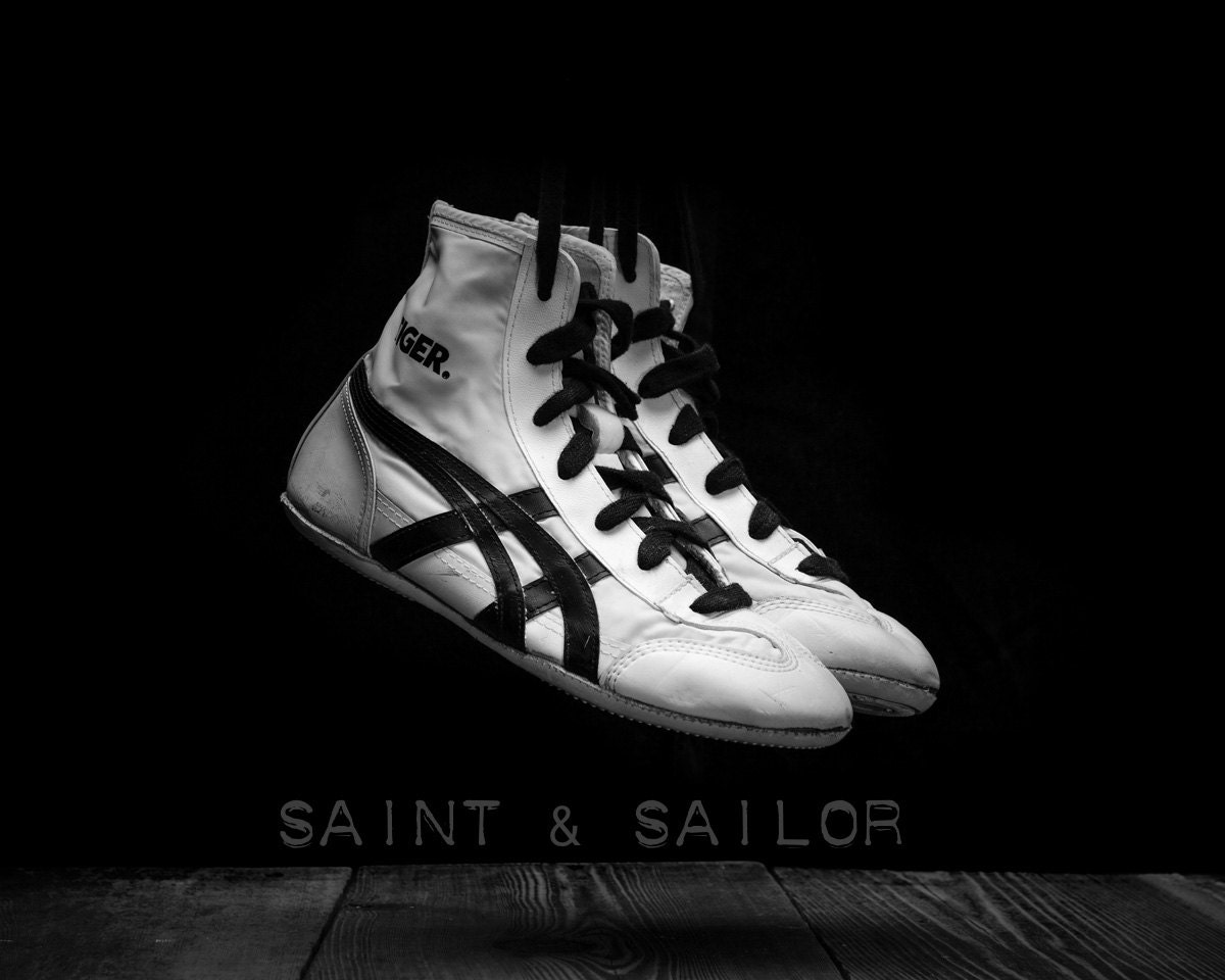 Vintage Wrestling Shoes on Black Photo Print by shawnstpeter