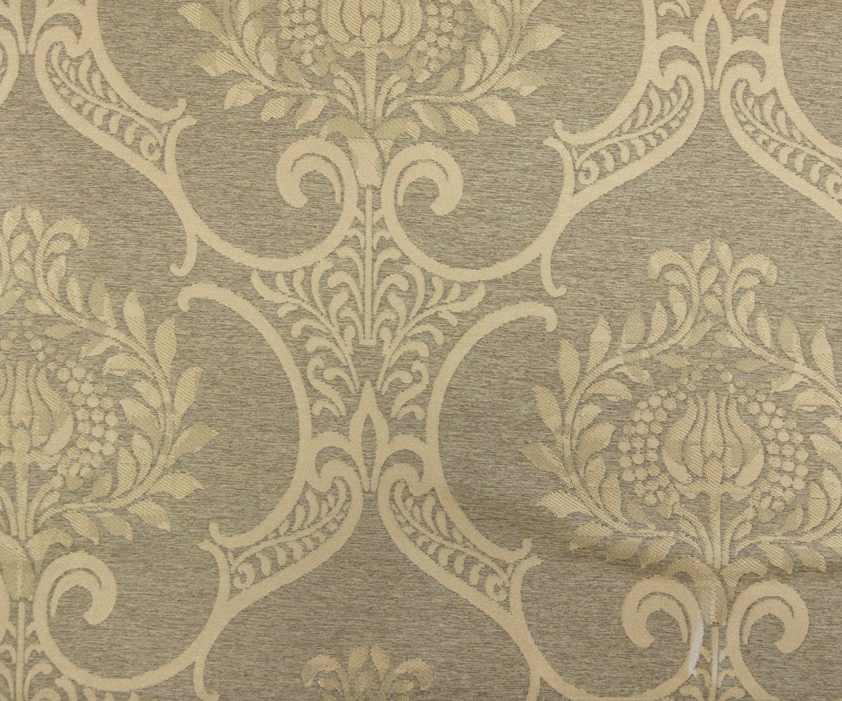 Gold Damask Jacquard Weave PL Fabric By The Yard Curtain