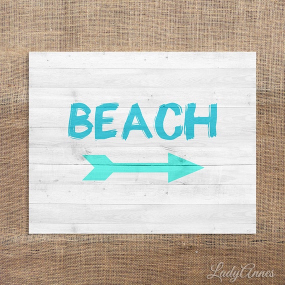 BEACH PRINTABLE, 8x10 Digital Art Print, Aqua Aged Wood Beach Sign ...