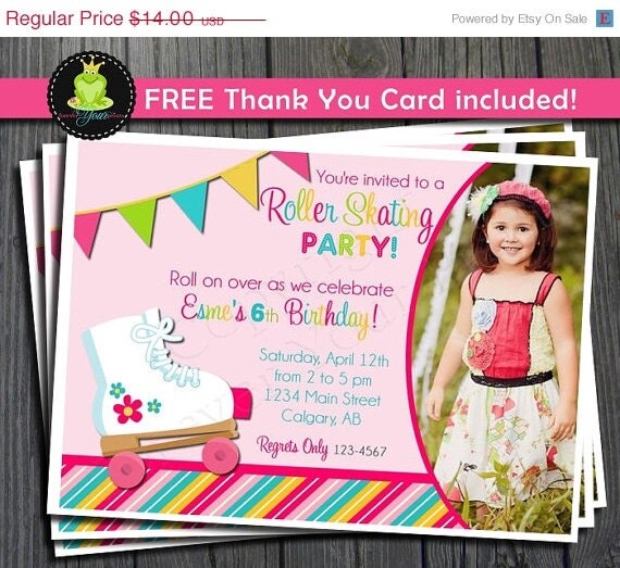 Roller Skating Invitation / Roller Skating Party / Roller Skate Invite / Skating Birthday Il_570xn