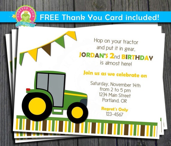 Tractor Birthday Invitation / Tractor Party Invite / Tractor Invitation / Tractor Invite / Tractor Party Il_570xn