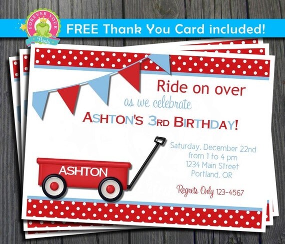 Red Wagon Invitation / Red Wagon Birthday / Red Wagon Party / Red Wagon Invite / Little Red Wagon Birthday Il_570xn