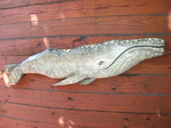 Gray Whale 48 chainsaw wood carving wall mount nautical