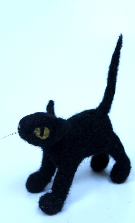 Needle felted Black Cat
