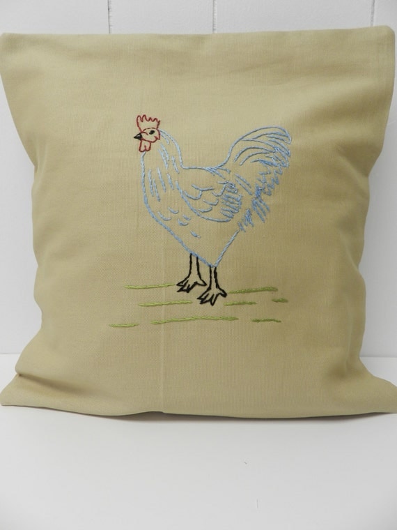 Blue Chicken Pillow Cover