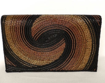 Lord  Taylor Vintage Gold and Blac k Beaded Purse Clutch ...