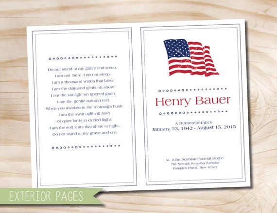 Americana American Flag Patriotic Funeral Or Memorial Program Bulletin Order Of Service 8 5 Free Patriotic Funeral Program Template
