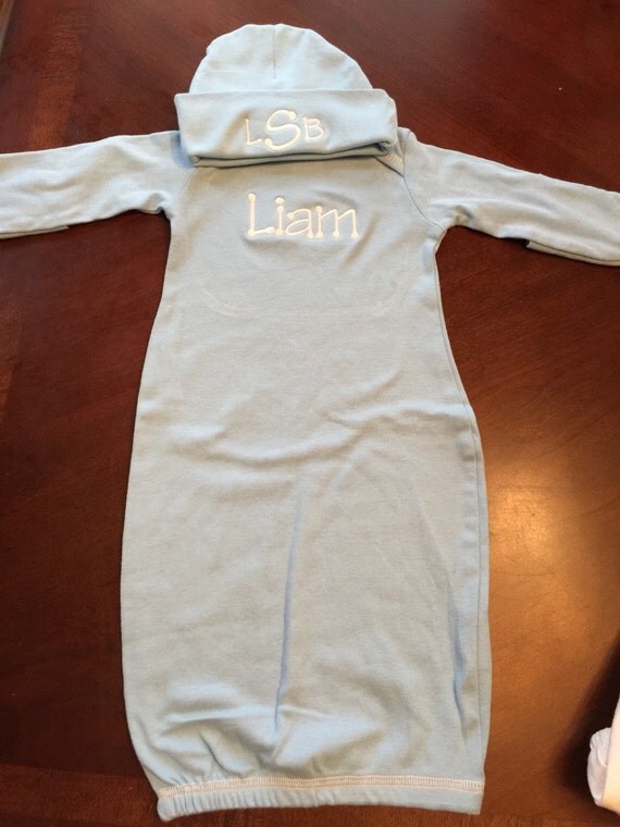 Baby Boy Gown light blue or white by KMcKenzieDesigns on Etsy