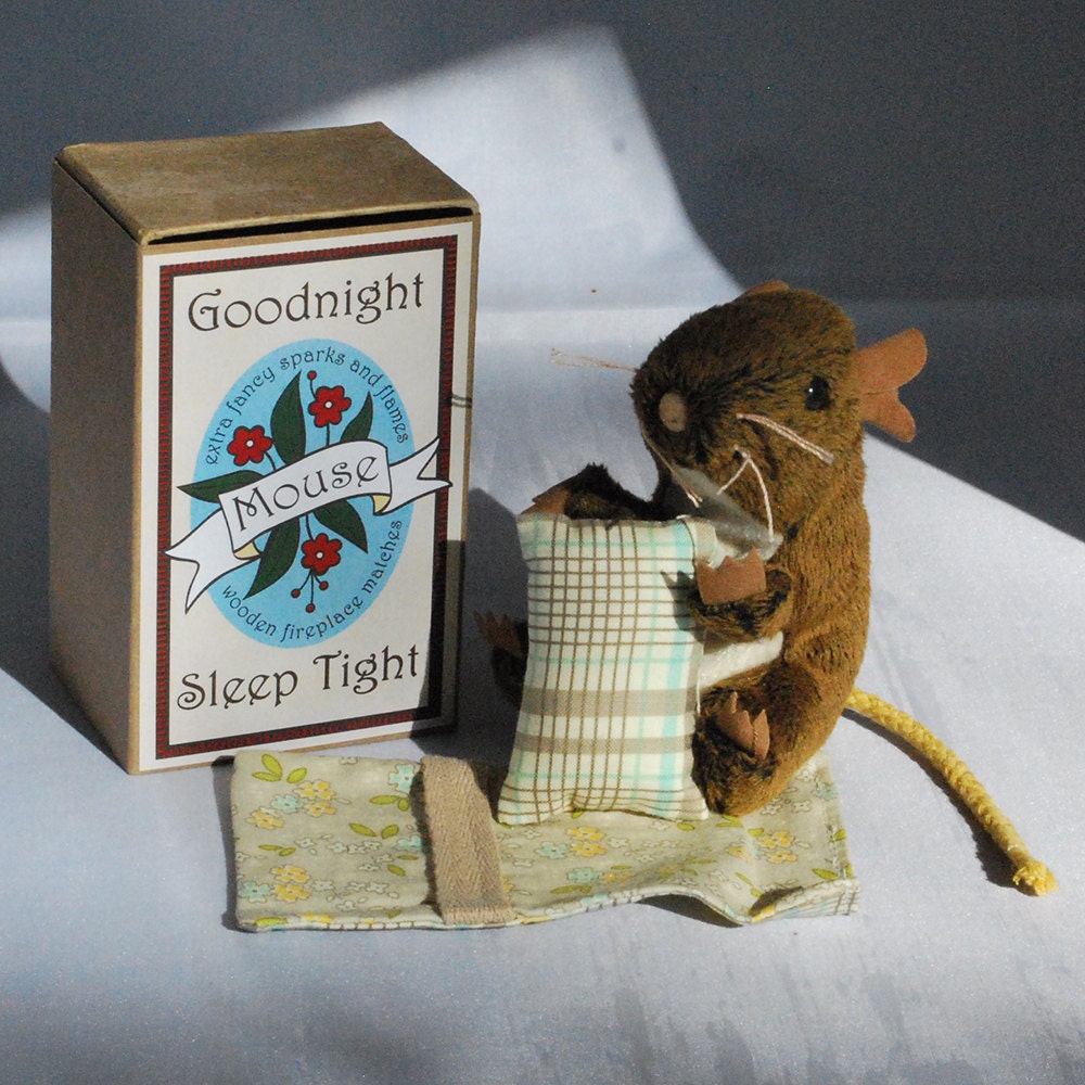 stuffed mouse in matchbox