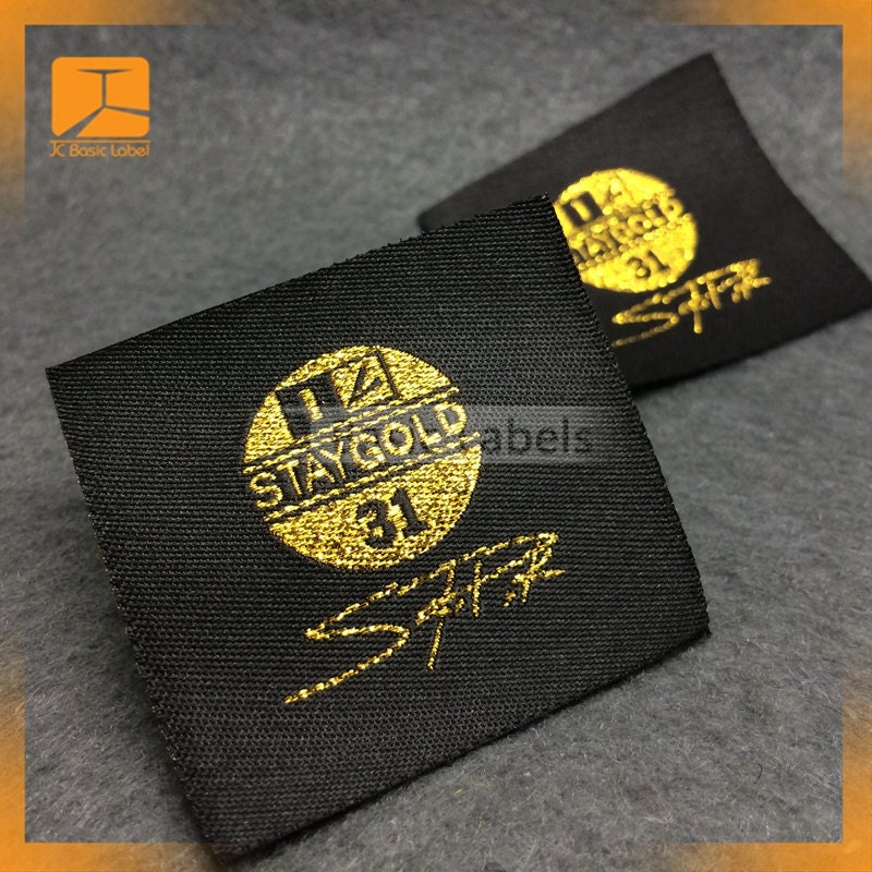 300 gold metallic gold foil woven labels lurex labels gold
