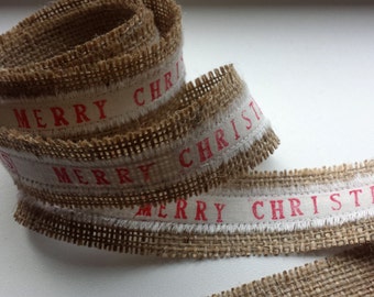 Custom burlap ribbon. Merry Christmas ribbon, christmas ribbon, Christmas gift wrap ribbon, custom ribbon