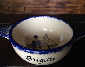 Vintage French Brigitte French Café au Lait Bowl Breakfast Chocolate Milk circa 1960's / English Shop