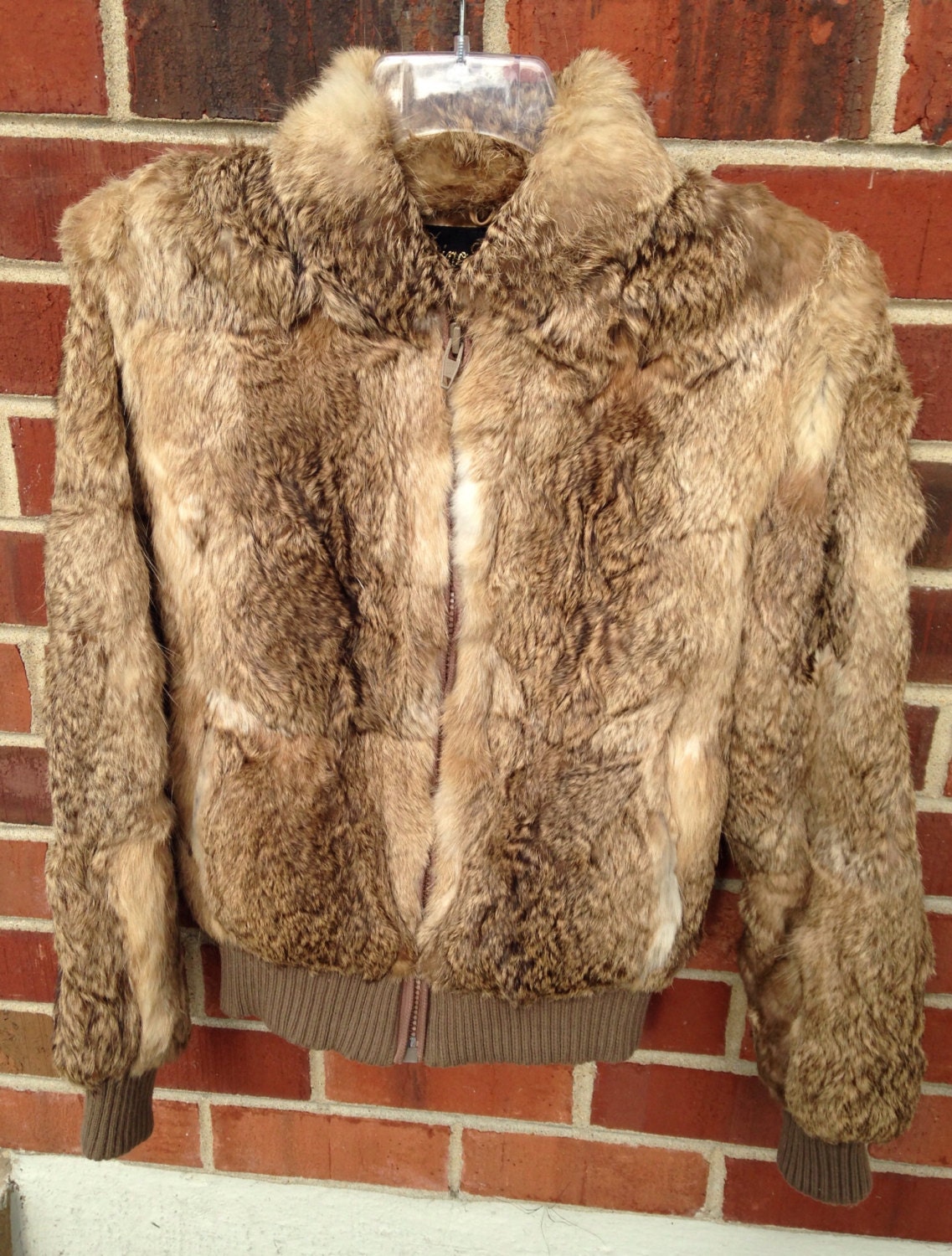 Rabbit fur jacket. 1980s plush brown fur. size medium coat.