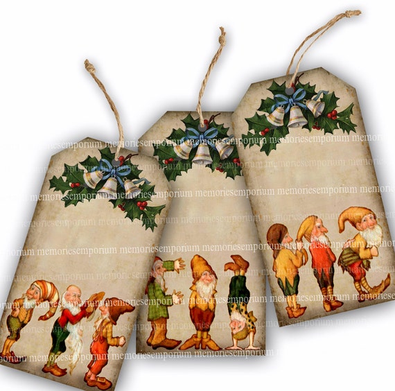 Christmas Elf Gift Tag DIY Swing Card Digital Paper 