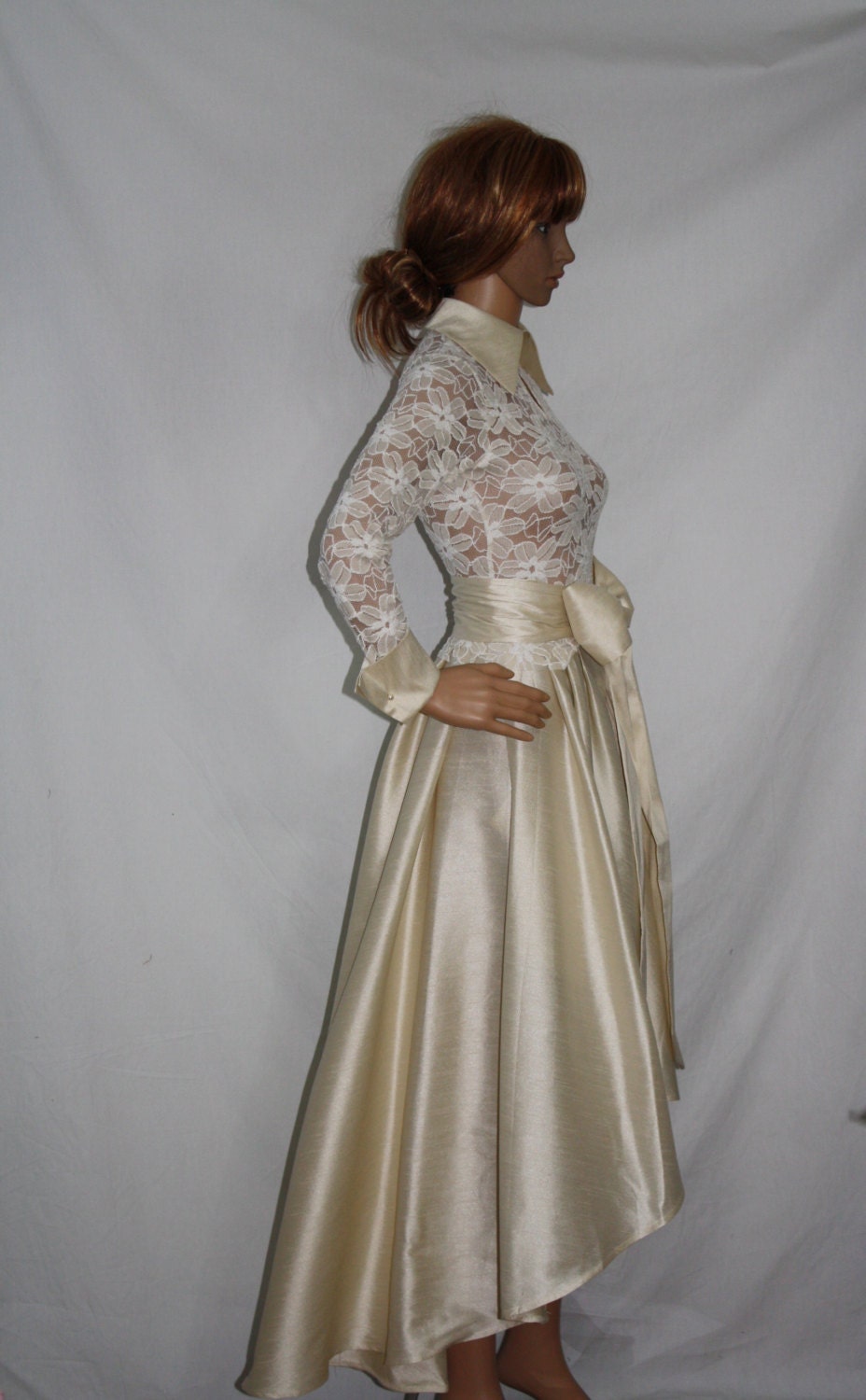 Lace Ivory Elegant Long Sleeve Blouse Wedding Formal Cocktail