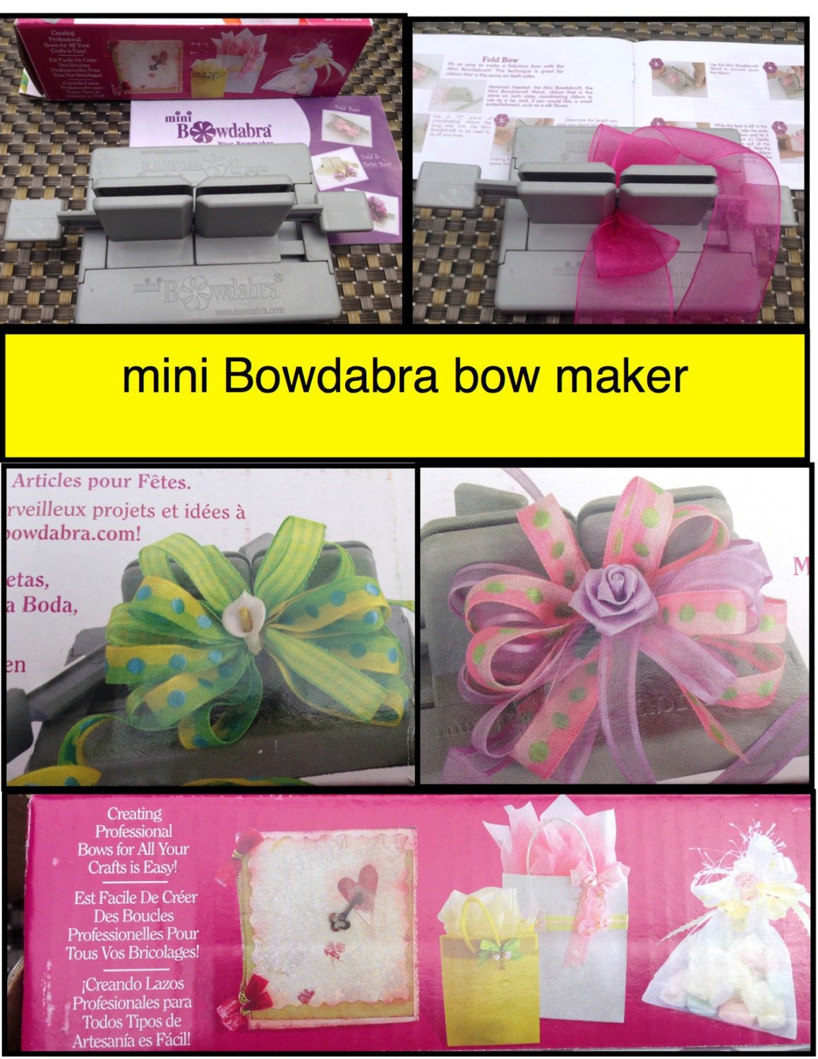 Mini BOWDABRA Hair Bow Kit Bow Maker w/DVD