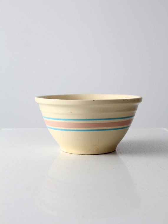 vintage McCoy pink and blue stripe bowl 10 mixing bowl