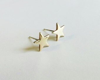 Star Studs - Star Earrings - Brass Star Studs - Constellation Earring