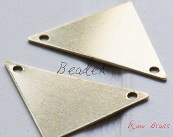 20 Pieces / Raw Brass / Brass Base / Charm / Link / Triangle (C2005//S182)