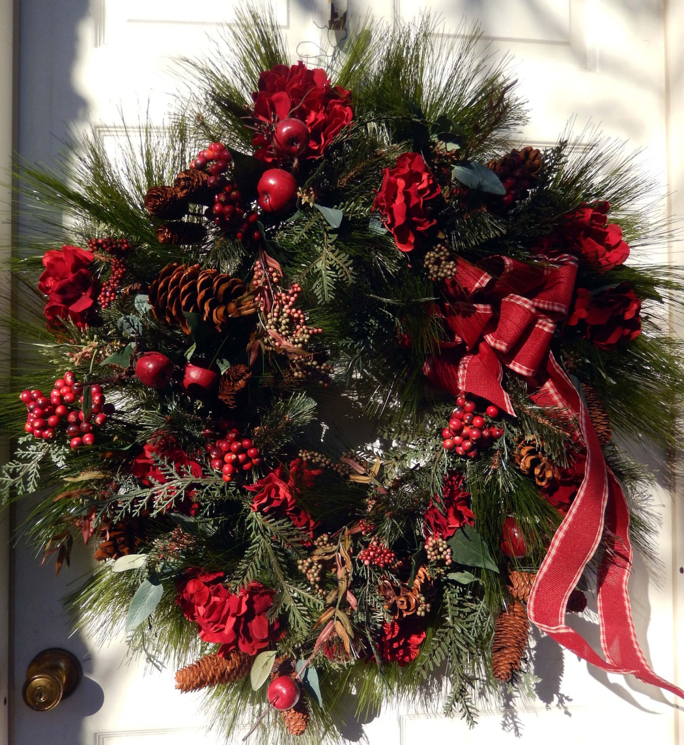 Christmas Wreath , Holiday Christmas Wreath , Berries Wreath , Winter Wreath , Holiday Door Wreath ,