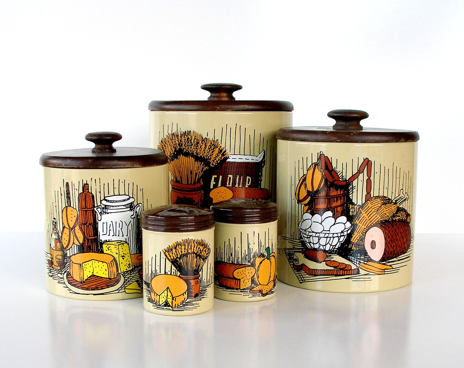 Vintage Kitchen Canister Sets Vintage 3 Tin Kitchen Canister Set   Il Fullxfull.661663261 4dtw 