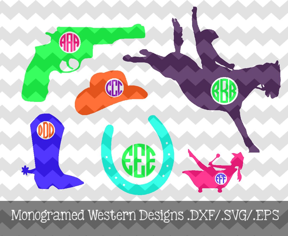 Western Monogram Frames .DXF/.SVG/.EPS Files by KitaleighBoutique