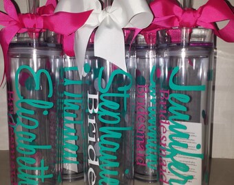 Wedding Tumblers, Set of 9 Personalized cup, Monogrammed Cup, Bride, Bridesmaid gifts, mother of the bride, mother of the groom