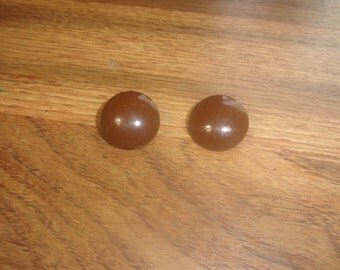 vintage clip on earrings brown glass circles