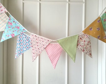 Spring Fabric Banners, Wedding Bunting, Garland, Floral,Shabby Chic- 3 yards (3rd version)
