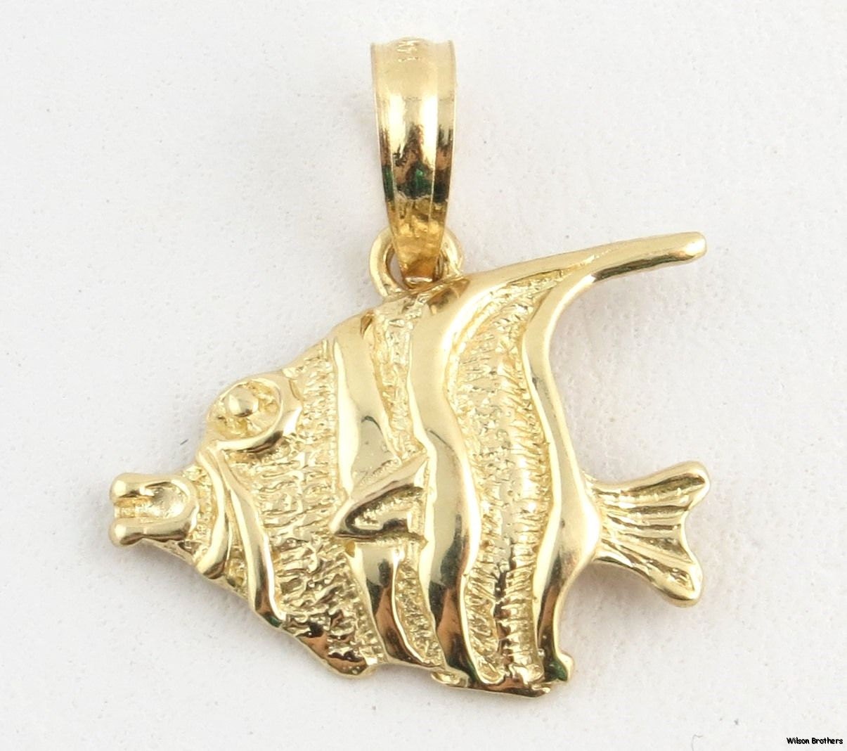 Angel Fish Pendant Solid 14k Yellow Gold Estate Nemo Fine Charm j4910