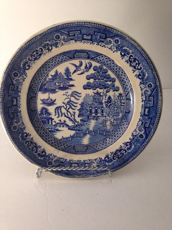 Rare 18th Century Blue Willow Dinner Plate by EverythingVintageBC