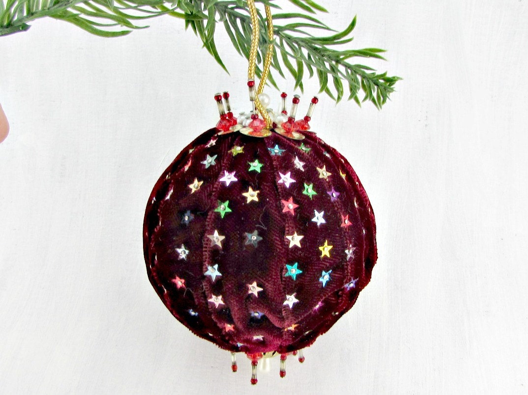 vintage christmas ornament burgundy velvet ornament beaded vintage christmas ornament burgundy velvet ornament beaded