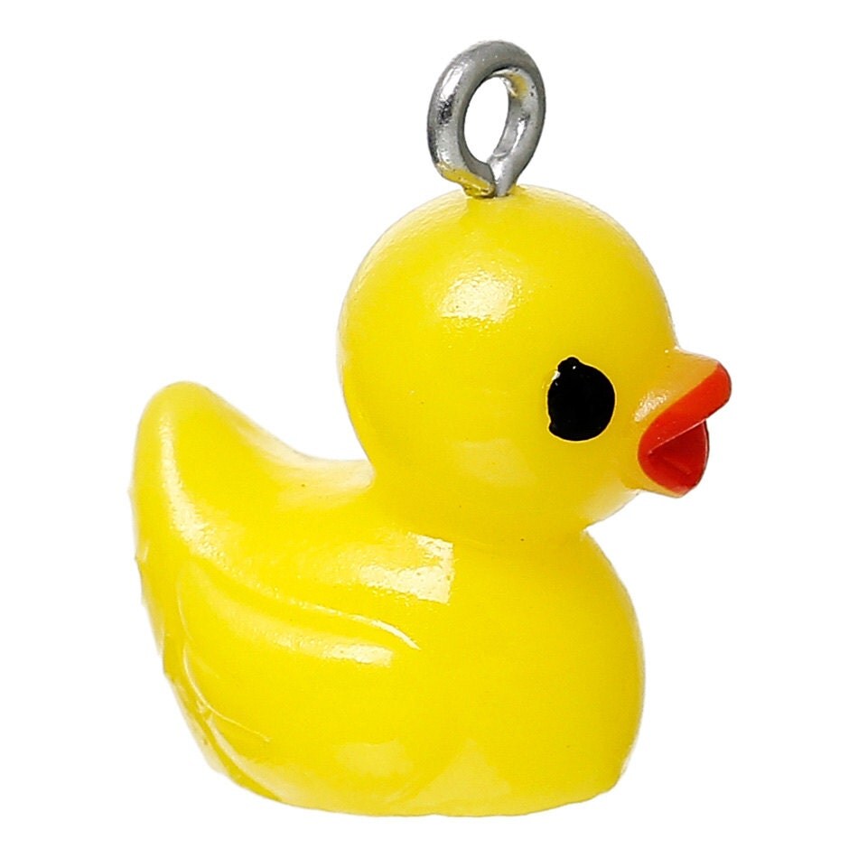 RUBBER DUCKY Charm. Painted Plastic. 3D. Yellow. Made in