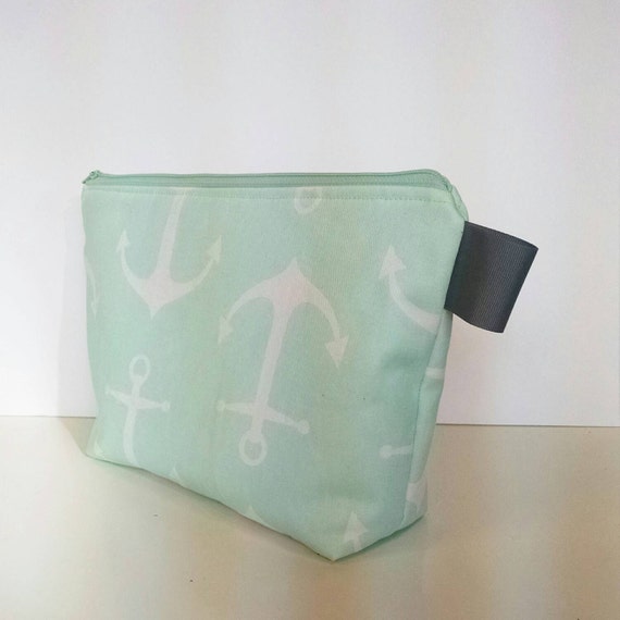 Clearance Mint Anchor Nautical Make up Bag with by SeptemberSkye