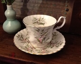 Vintage Royal Albert Teacup and Saucer Bone China England Springtime Series Lily of the Valley