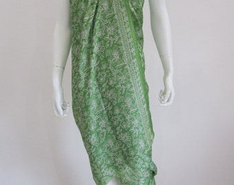 Silk Batik Sarong - Fresh Green Leaves