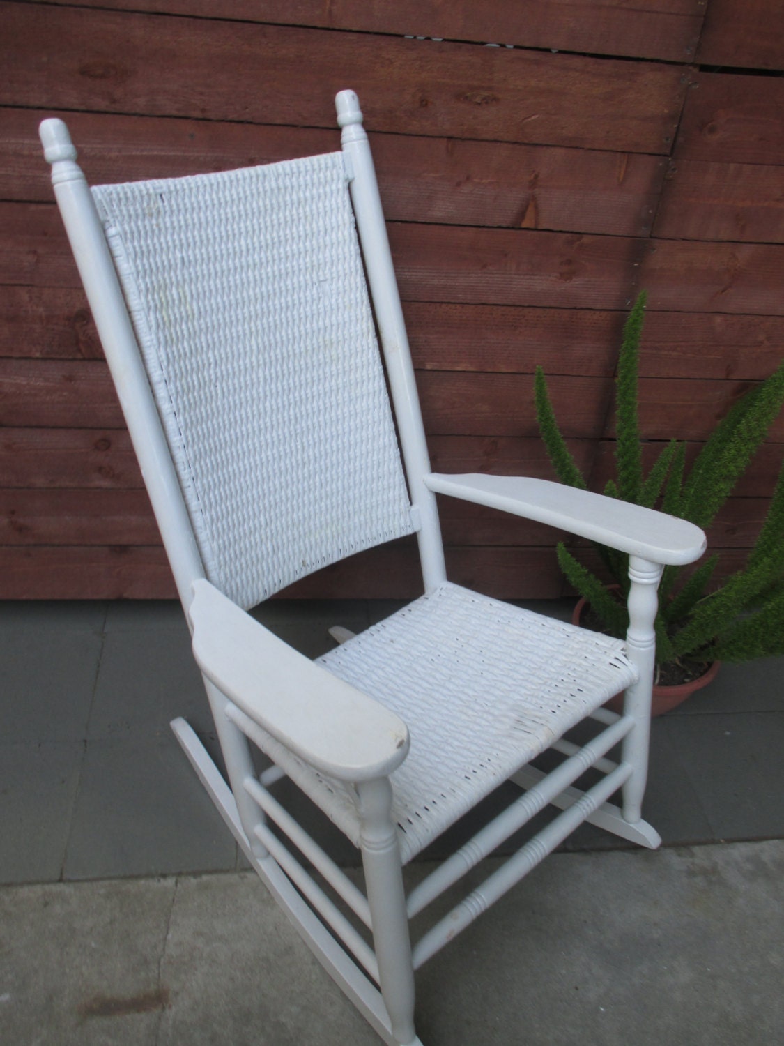 Porch Rocker vintage wicker & wood rocking chair - Haute Juice