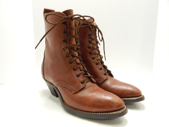 Women's Laredo Leather Lace up Cognac sturdy boots with