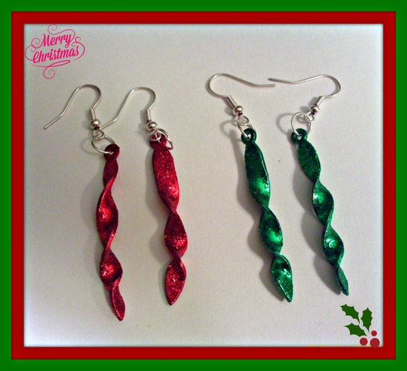 Holiday Red Or Green  Ornament Earings.