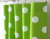 Curtain Panels 24W or 50W x 63, 84, 90, 96 or 108L in Premier Prints Chartreuse & White Dots