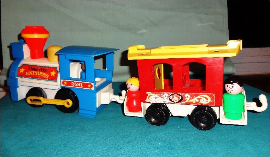 Vintage Fisher Price Little People Express Train 3 Little