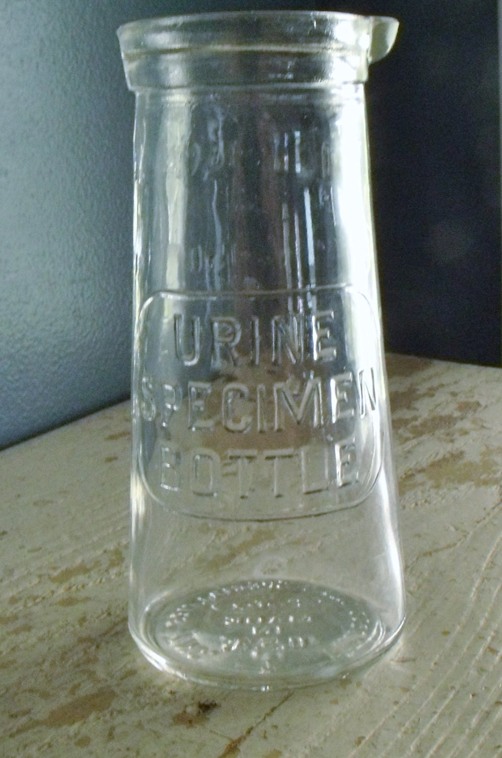 Urine Specimen Bottle Glass Medical Laboratory Testing Vintage 4447
