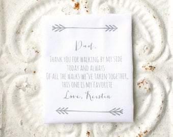 FATHER of the bride handkerchief . thank you for walking by my side . this walk is my favorite cotton wedding hankie . wedding handkerchief