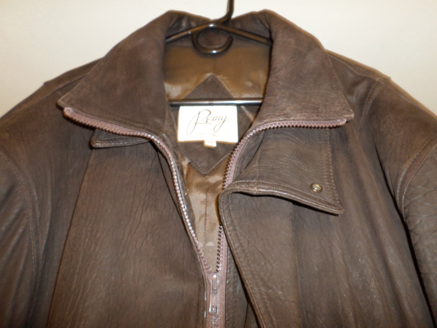 Vintage Remy Soft Leather Bomber Jacket M Very Soft Brown