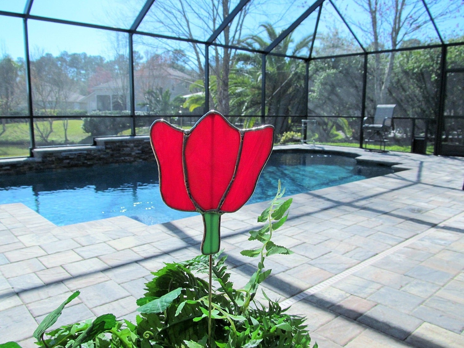 Tulip Stained Glass Plant/Garden Stake Indoor/Outdoor