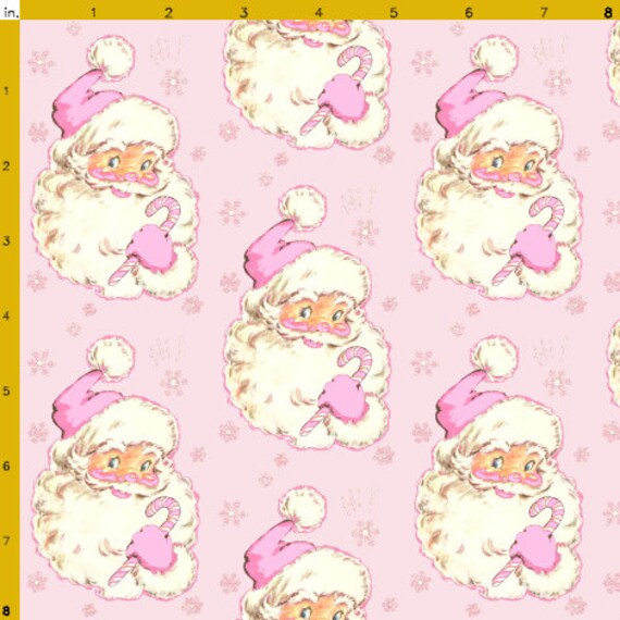 Santa PINK fabric cotton Christmas vintage style by myenglishroses